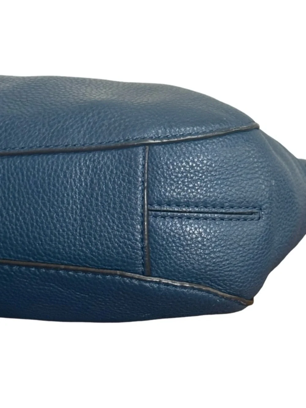 Michael Kors Blue Pebbled Leather Hobo Shoulder Crossbody with Gold Chain Accent